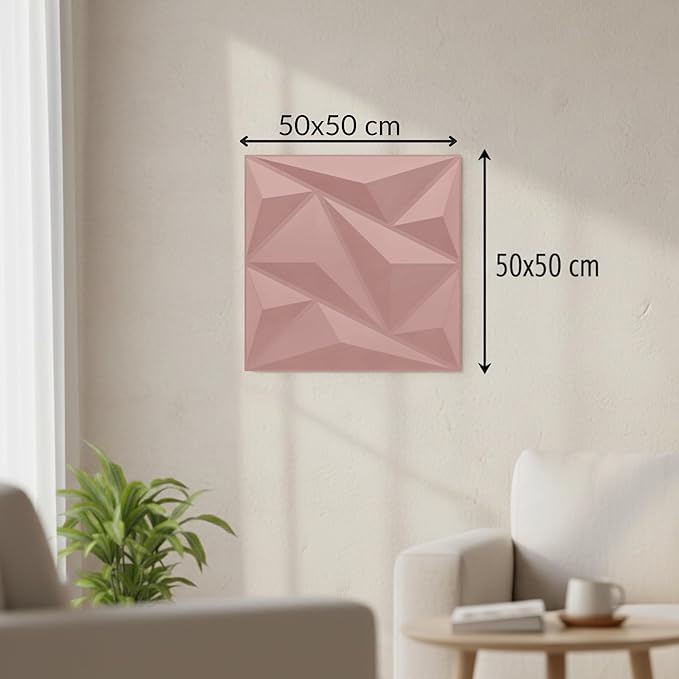planetarium Decor 3D PVC Wall Panel - USA Certified SGS Approved Alps Design Blush Pink Color 19.7" x 19.7" (Pack of 40) - Covers 107.80 Sq. Ft.