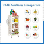 Planetarrium Hub Fizzy Plastic 4 Tier Multi-Purpose Storage Organizer Racks for Home, Kitchen, Bathroom with Wheels (Ivory, 4 Layer)