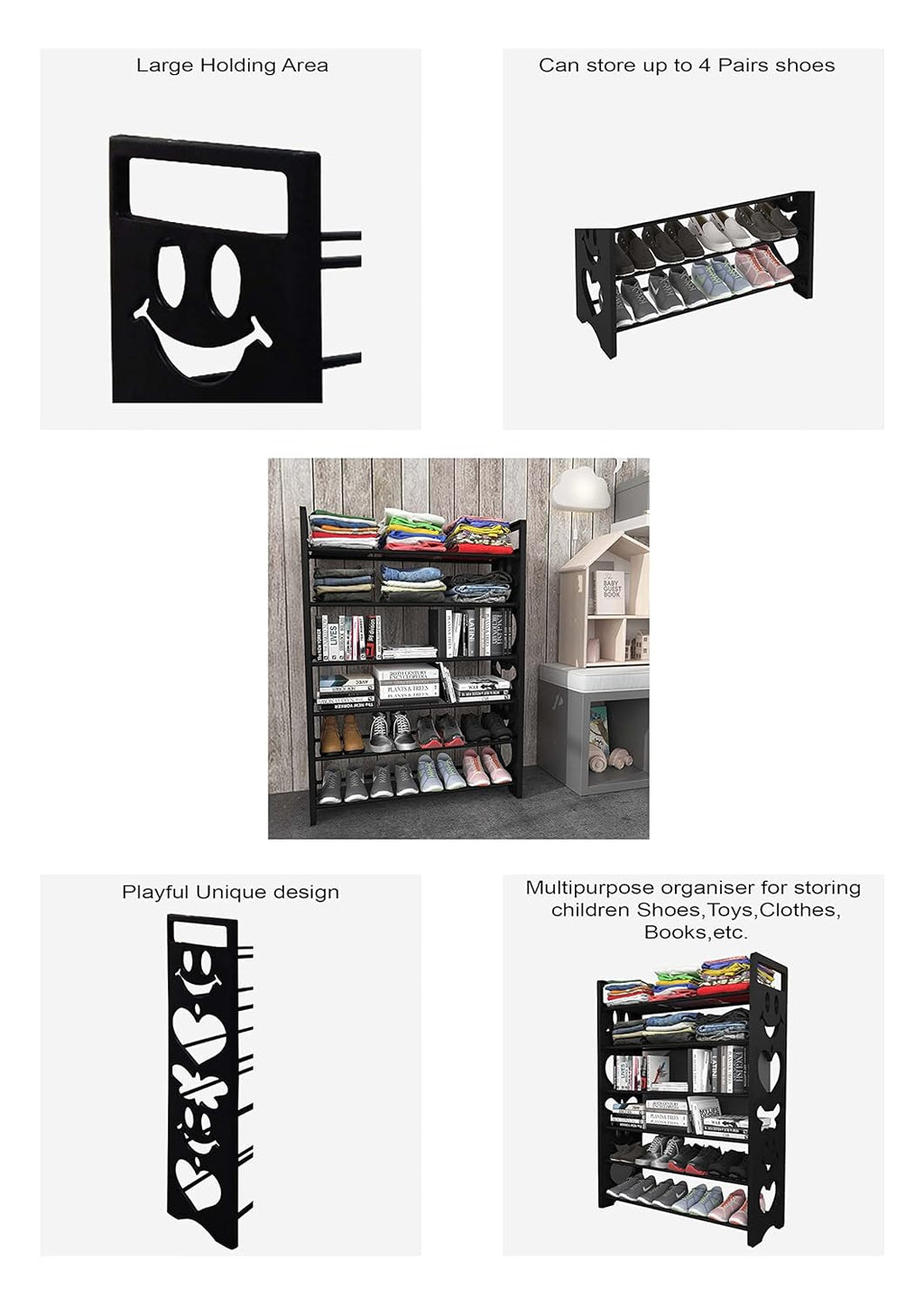 Premium 4 Shelf Plastic and Steel Shoe/Chappal/Book/Clothes Rack/Stand/for Home -ultra