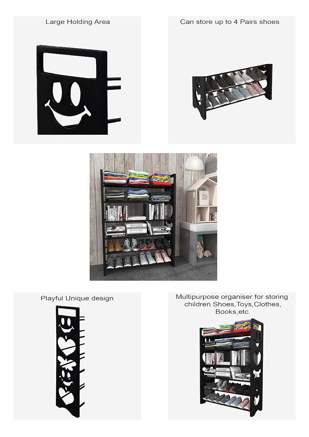 Premium 4 Shelf Plastic and Steel Shoe/Chappal/Book/Clothes Rack/Stand/for Home -ultra