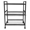Planetarrium Hub Metal 3 Layer Kitchen Storage Rack with Shelves and Baskets | Microwave Oven, Vegetables Organizer Rack with Hooks and Wheels