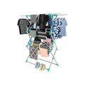 Dryster Mild Steel Pre-Assembled Foldable Premium Cloth Drying Stand with 4 Extractable Rods (Sea Green)