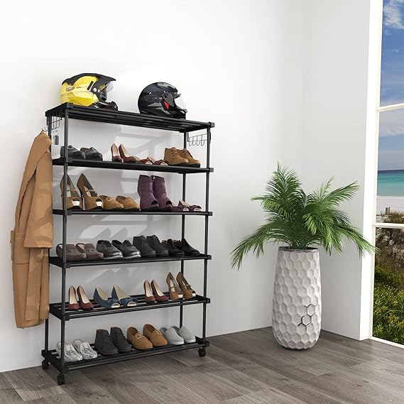 Planetarrium Hub Sturdy Premium Multipurpose Steel Shoe/chappal/Book/Clothes Rack/Stand/For Home (6 Shelves)