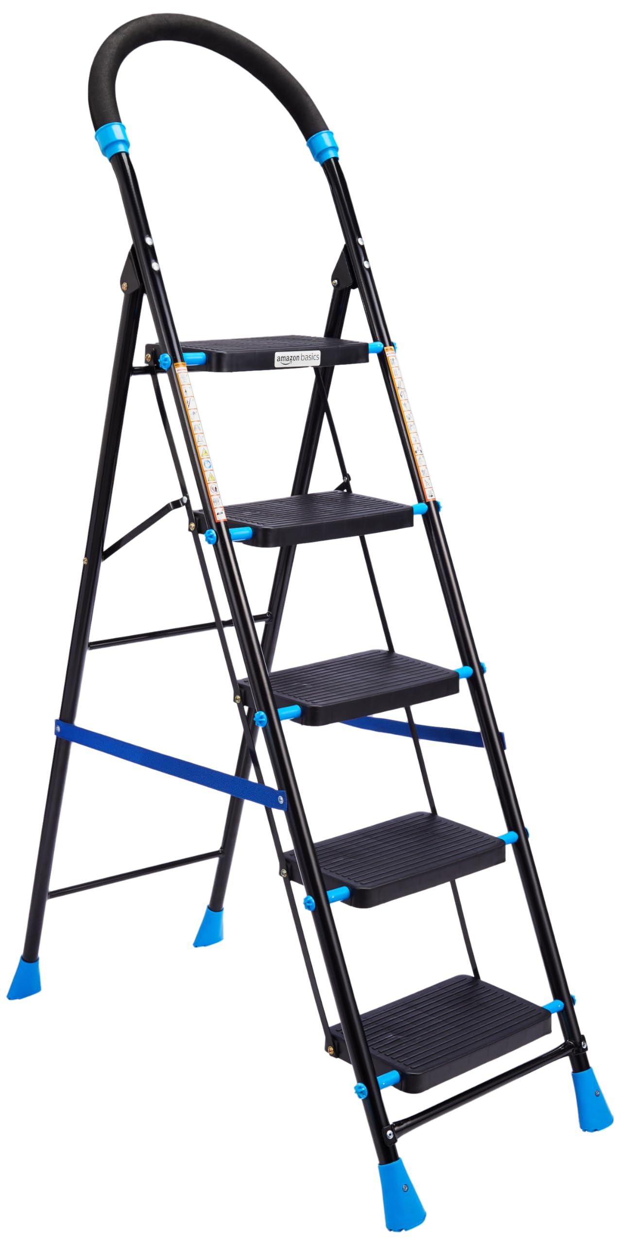 Planetarrium Basics Dynamo - Foldable Step Ladder, Anti Skid PVC Shoes, 3 Steps (Steel, Black & Lime Green)