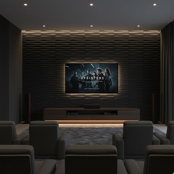 Planetarrium Hub Wall Panels for Bedroom - USA Certified SGS Approved Dune Design Black Color 19.7" x 19.7" (Pack of 40) - Covers 107.80 Sq. Ft.