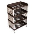 Planetarrium Hub Lexi Plastic 4 Tier Multi-Purpose Storage Organizer Kitchen Rack with Wheels | Fruits & Vegetable Stand/Basket for Kitchen (Brown)