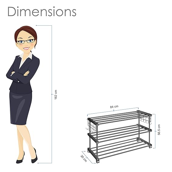 Planetarrium Hub Sturdy Premium Multipurpose Steel Shoe/chappal/Book/Clothes Rack/Stand/For Home (3 Shelves)