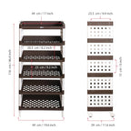 Planetarrium Hub Lexi Plastic 6 Tier Multi-Purpose Storage Organizer Kitchen Rack with Wheels | Fruits & Vegetable Stand/Basket for Kitchen (Brown)