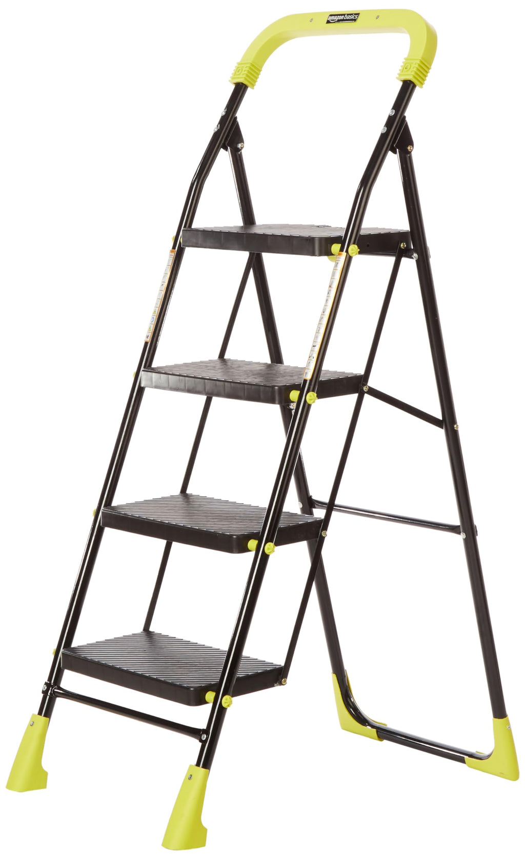 Planetarrium Basics Dynamo - Foldable Step Ladder, Anti Skid PVC Shoes, 3 Steps (Steel, Black & Lime Green)