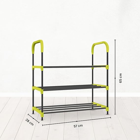 Planetarrium Hub 3-Tier Space-Saving Shoe Rack Stand for Home – Durable Plastic & Metal Shoe Organizer for Entryway, Hallway, Closet & Bedroom