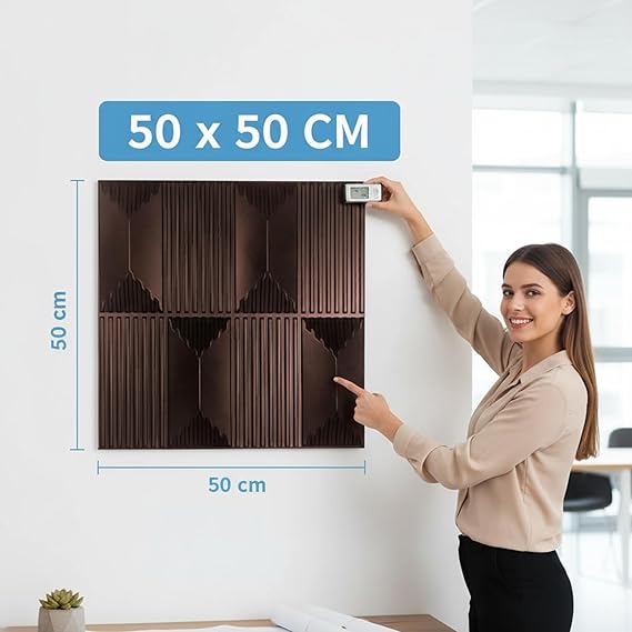 Planetarrium 3D PVC Wall Panels - Abstract Design, Red Coper Rust Color 19.7" x 19.7" (Pack of 40) - Covers 107.6 Sq. Ft.