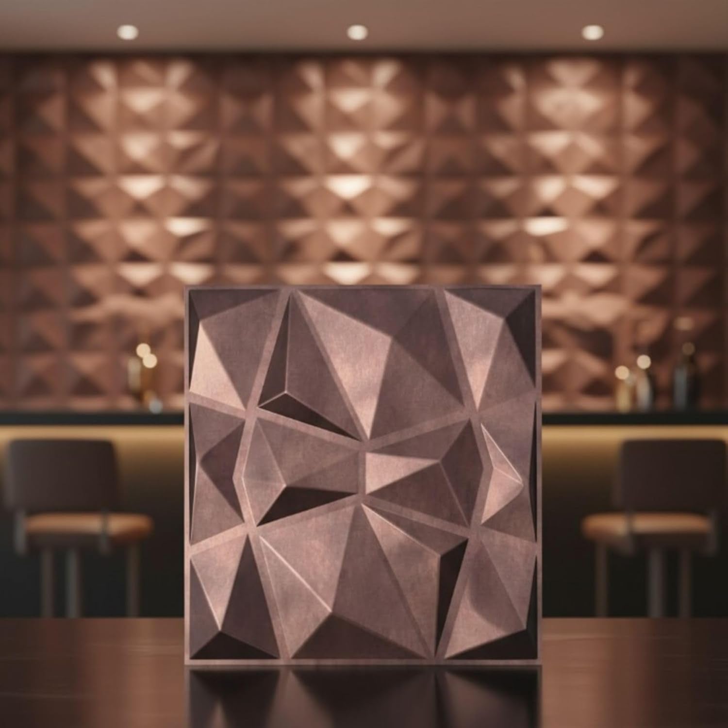 Planetarrium Decor 3D Wall Panel - USA Certified SGS Approved PVC Diamond Design, Red Copper Rust Color 19.7" X 19.7" (Pack of 18) - Covers 48.42 Sq. Ft.