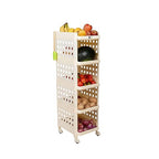 Planetarrium Hub Fizzy Plastic 5 Tier Multi-Purpose Storage Organizer Racks for Home, Kitchen, Bathroom with Wheels (Ivory, 5 Layer)