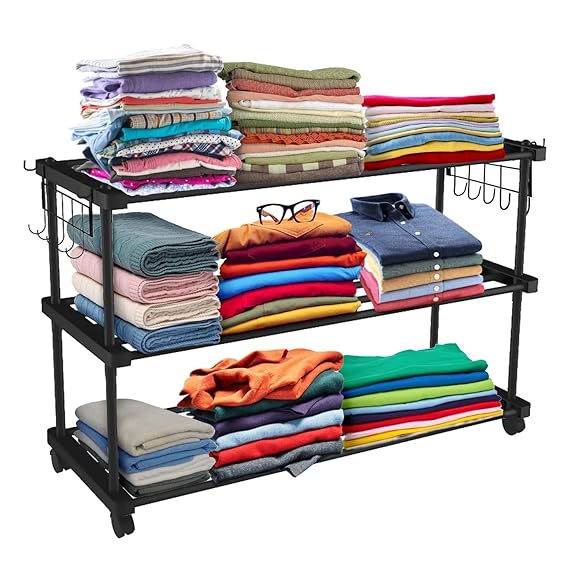 Planetarrium Hub Sturdy Premium Multipurpose Steel Shoe/chappal/Book/Clothes Rack/Stand/For Home (3 Shelves)