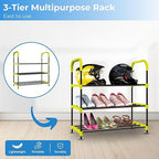 Planetarrium Hub 3-Tier Space-Saving Shoe Rack Stand for Home – Durable Plastic & Metal Shoe Organizer for Entryway, Hallway, Closet & Bedroom