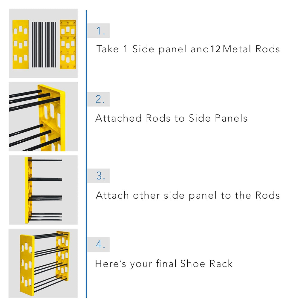 Planetarrium Premium 6 Shelf Plastic and Steel Shoe/Chappal/Book/Clothes Rack/Stand/for Home