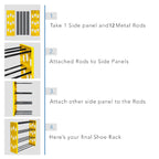 Premium 4 Shelf Plastic and Steel Shoe/Chappal/Book/Clothes Rack/Stand/for Home -ultra