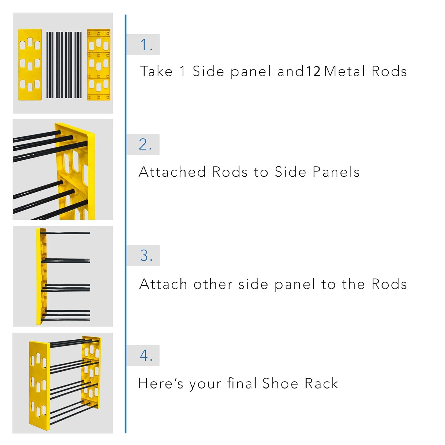 Premium 4 Shelf Plastic and Steel Shoe/Chappal/Book/Clothes Rack/Stand/for Home -ultra