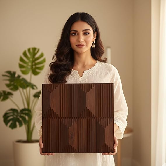 Planetarrium 3D PVC Wall Panels for Bedroom & Living Room | Artisian Design | Blackwood Color| 19.7 x 19.7 Inch | Pack of 12 | 32.28 Sq Ft