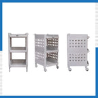 Planetarrium Hub Fizzy Plastic 3 Tier Multi-Purpose Storage Organizer Racks for Home, Kitchen, Bathroom with Wheels (Grey, 3 Layer)