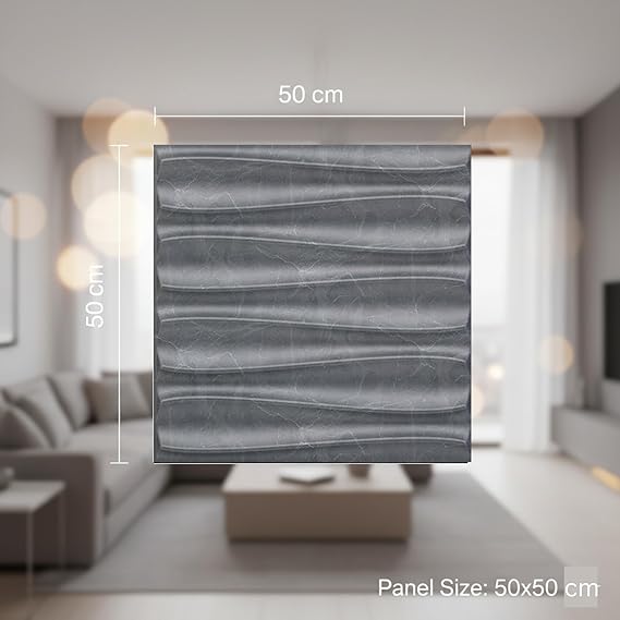 Planetarrium Hub 3D PVC Wall Panel - USA Certified SGS Approved Dune Design Gray Marble Color 19.7" x 19.7" (Pack of 40) - Covers 107.80 Sq. Ft.