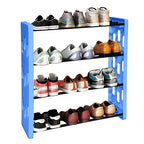 Planetarrium Hub Ultra Shoerack Premium 4 Shelf Plastic and Steel Shoe/Chappal/Book/Clothes Rack/Stand/for Home- (Blue)