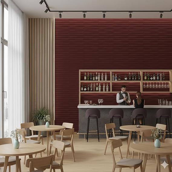 Planetarrium Hub 3D Wall Panel - USA Certified SGS Approved PVC Dune Design Ruby Rose Color 19.7" x 19.7" (Pack of 40) - Covers 107.80 Sq. Ft.