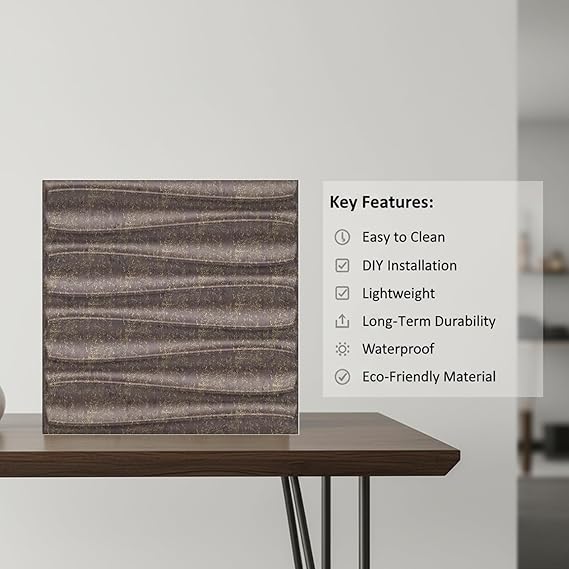 Planetarrium Hub PVC Panel for Wall - USA Certified SGS Approved Dune Design Magnum Brown Color 19.7" x 19.7" - Covers 107.80 Sq. Ft.