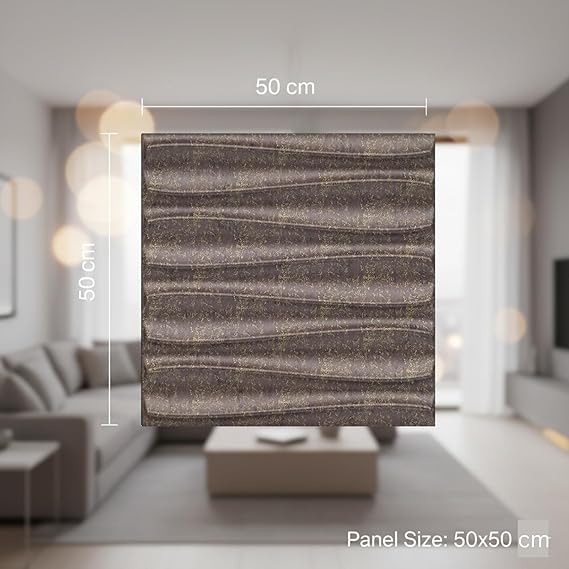 Planetarrium Hub PVC Panel for Wall - USA Certified SGS Approved Dune Design Magnum Brown Color 19.7" x 19.7" - Covers 107.80 Sq. Ft.