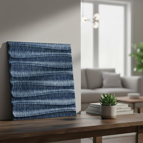 Planetarrium Decor PVC Panel for Wall - USA Certified SGS Approved Dune Design Electric Blue Color 19.7" x 19.7" (Pack of 12) - Covers 32.34 Sq. Ft.