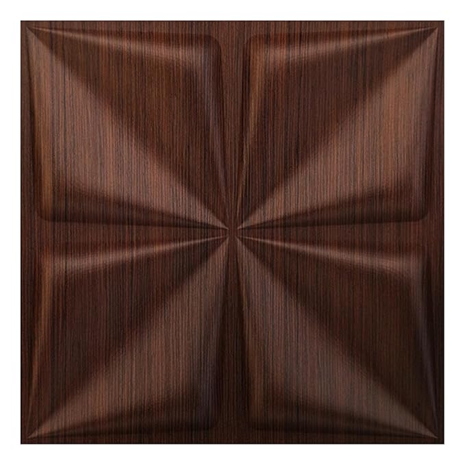 Planetarrium 3D PVC Wall Panel - USA Certified SGS Approved Bloom Design Walnut Wood Color 19.7" x 19.7" (Pack of 40) - Covers 107.80 Sq. Ft.