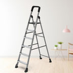Planetarium Hub 6-Steps Ladder, Foldable with Slip-Resistant Wide Aluminum Steps, Heavy Duty with Anti-Skid Feet -leda