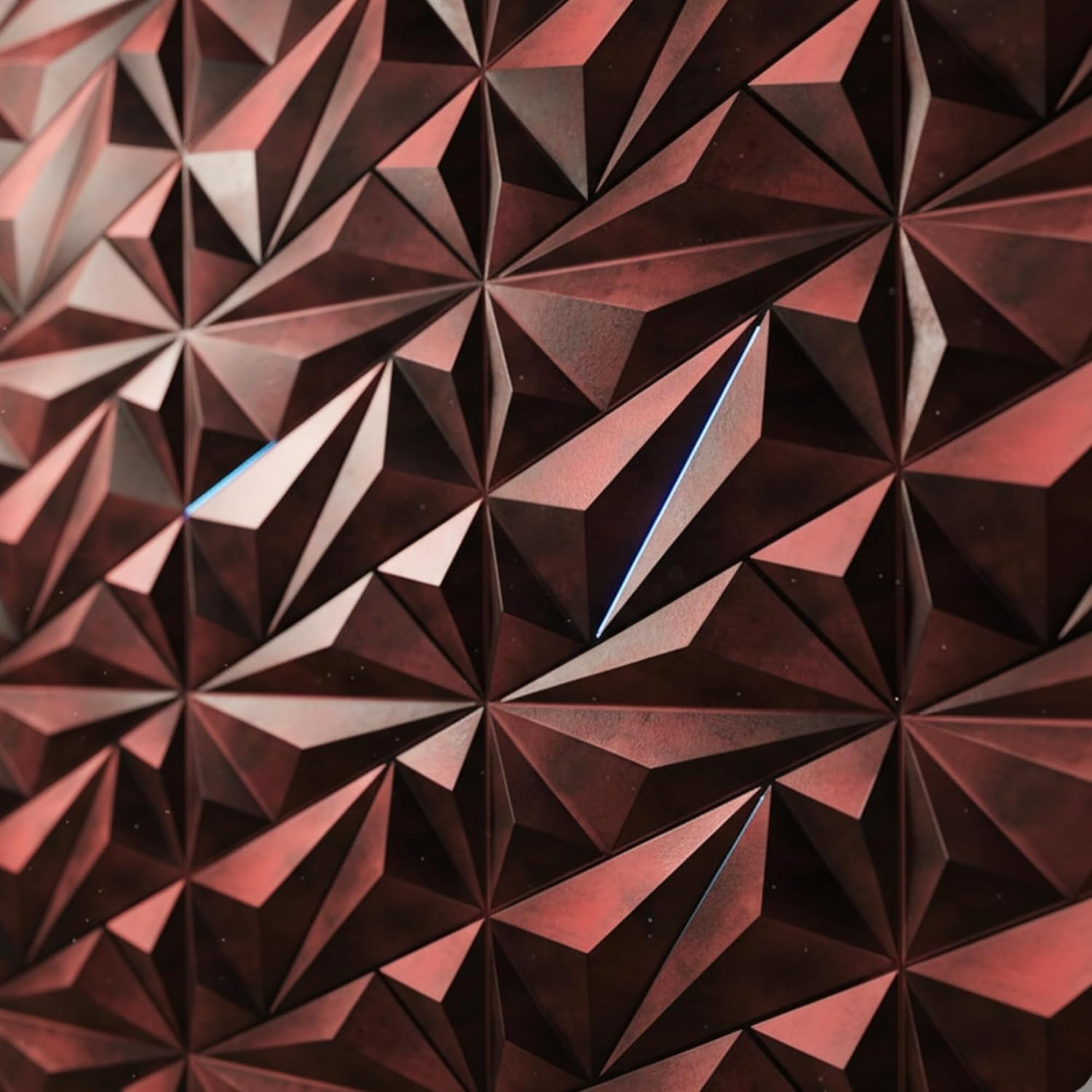 planetarium Decor 3D PVC Wall Panels - Diamond Design, Red Coper Rust Color 19.7" x 19.7" (Pack of 40) - Covers 107.6 Sq. Ft.