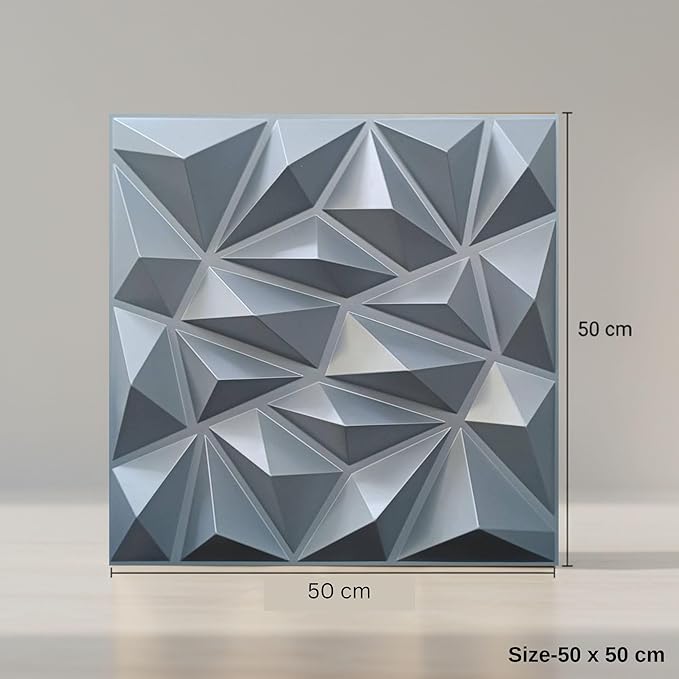 Planetarrium Decor 3D Wall Panels | SGS Certified & USA Standard Approved | Diamond Design – Silver Color | 19.7" x 19.7" (Pack of 18) – Covers 48.42 Sq. Ft | Premium Home & Office Wall Decoration