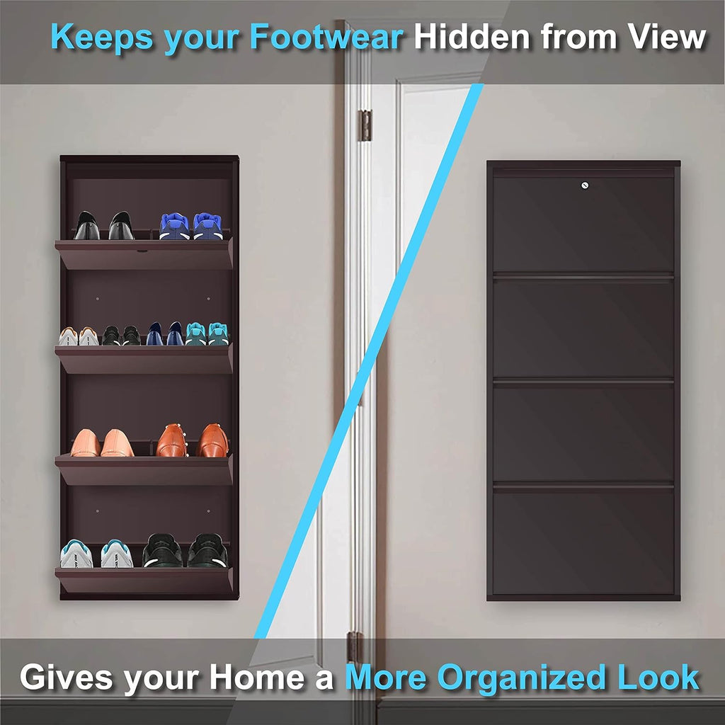 Planetarrium Hub 5 Shelf Metal Shoe Cabinet for Home with Doors & Lock| Wall Mount Metal Shoe Rack for Home| Space Saving Chappal Sandal Shoe