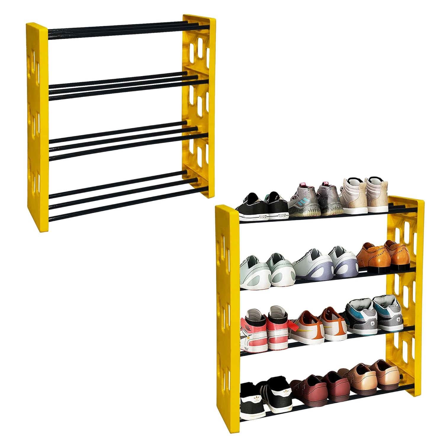 Premium 4 Shelf Plastic and Steel Shoe/Chappal/Book/Clothes Rack/Stand/for Home -ultra