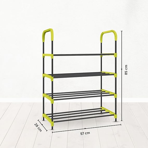 Planetarrium Hub 4-Tier Space-Saving Shoe Rack Stand for Home – Durable Plastic & Metal Shoe Organizer for Entryway, Hallway, Closet & Bedroom