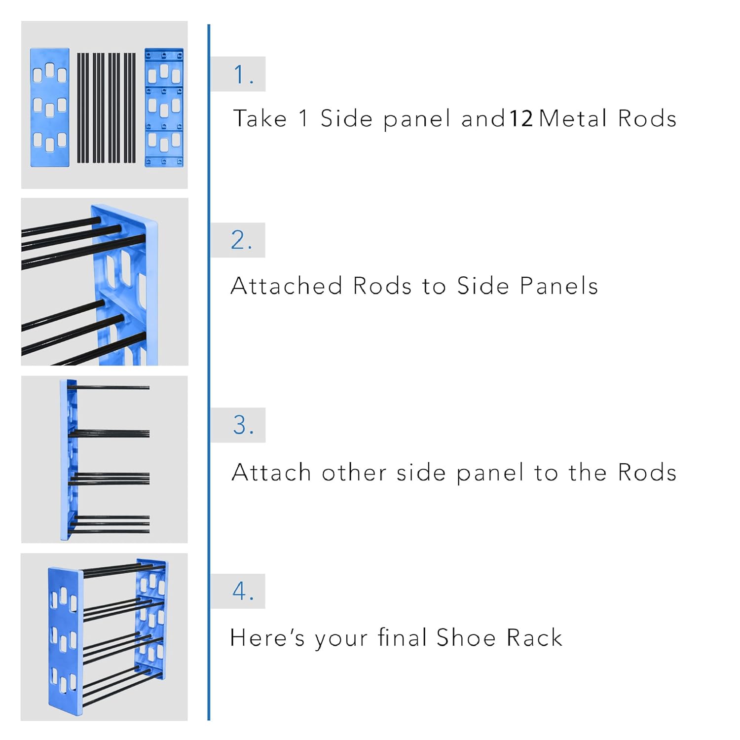 Planetarrium Premium 6 Shelf Plastic and Steel Shoe/Chappal/Book/Clothes Rack/Stand/for Home