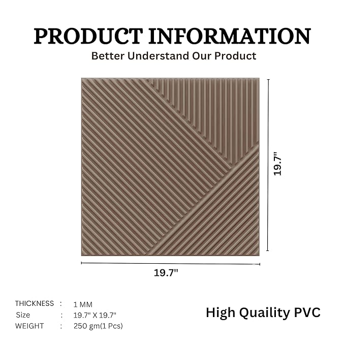 Planetarrium Decor 3D Self Adhesive Wall Panel Mega Greige TP 106 Design Pack of 18 Covers 48.51 Sq. Ft.TP106