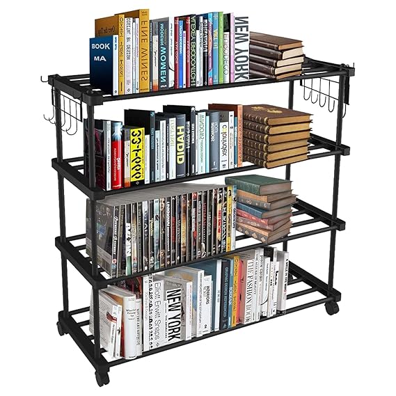 Planetarrium Hub Sturdy Premium Multipurpose Steel Shoe/Chappal/Book/Clothes Rack/Stand/for Home (4 Shelves)