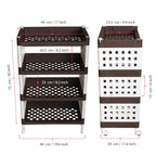 Planetarrium Hub Lexi Plastic 4 Tier Multi-Purpose Storage Organizer Kitchen Rack with Wheels | Fruits & Vegetable Stand/Basket for Kitchen (Brown)