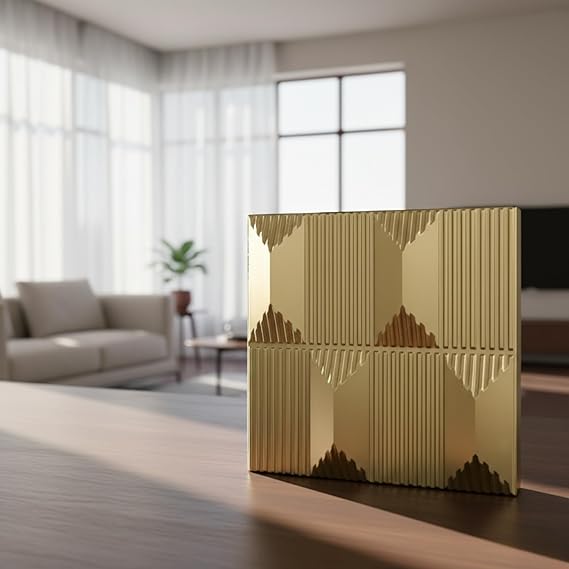 Planetarrium 3D PVC Wall Panels - Abstract Design, Champagne Gold Color 19.7" x 19.7" (Pack of 12) - Covers 32.28 Sq. Ft.