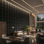 planetarium Decor 3D PVC Diamond Wall Panel Jagged Matching-Matt Black, for Residential and Commercial Interior Decor Pack of 18 (19.7" x 19.7" Covers 48.42 Sq. ft.)