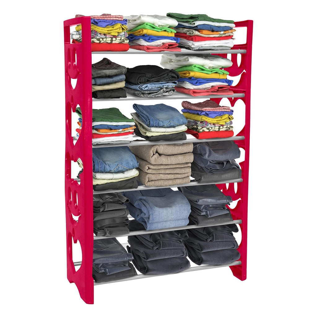 Planetarrium Premium 6 Shelf Plastic and Steel Shoe/Chappal/Book/Clothes Rack/Stand/for Home