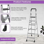 Planetarium Hub 6-Steps Ladder, Foldable with Slip-Resistant Wide Aluminum Steps, Heavy Duty with Anti-Skid Feet -leda