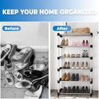 Planetarrium  Steel Cady Shoe Rack For Home|Easy To Assemble,Space Saving,Stackable(6 Shelf,A-Cady-Black)