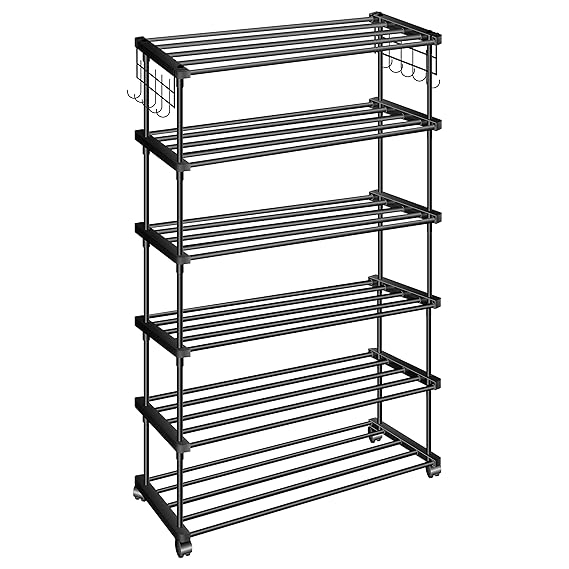 Planetarrium Hub Sturdy Premium Multipurpose Steel Shoe/chappal/Book/Clothes Rack/Stand/For Home (6 Shelves)