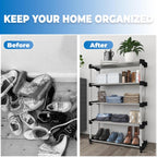 Planetarrium Alloy Steel Cady Shoe Rack For Home|Easy To Assemble,Space Saving,Stackable(5 Shelf,A-Cady-Black)