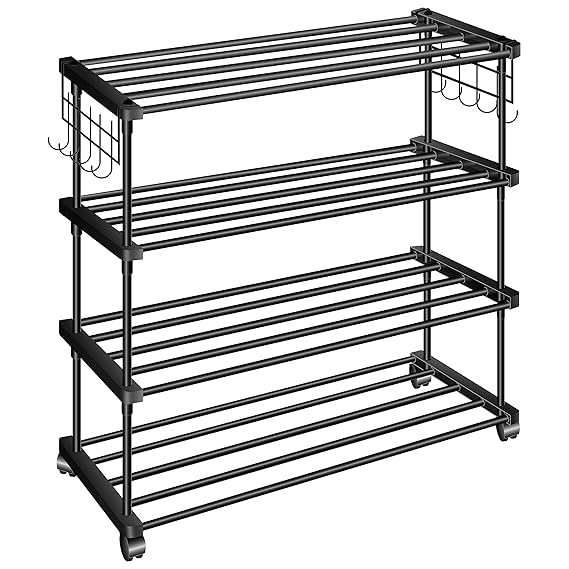 Planetarrium Hub Sturdy Premium Multipurpose Steel Shoe/Chappal/Book/Clothes Rack/Stand/for Home (4 Shelves)