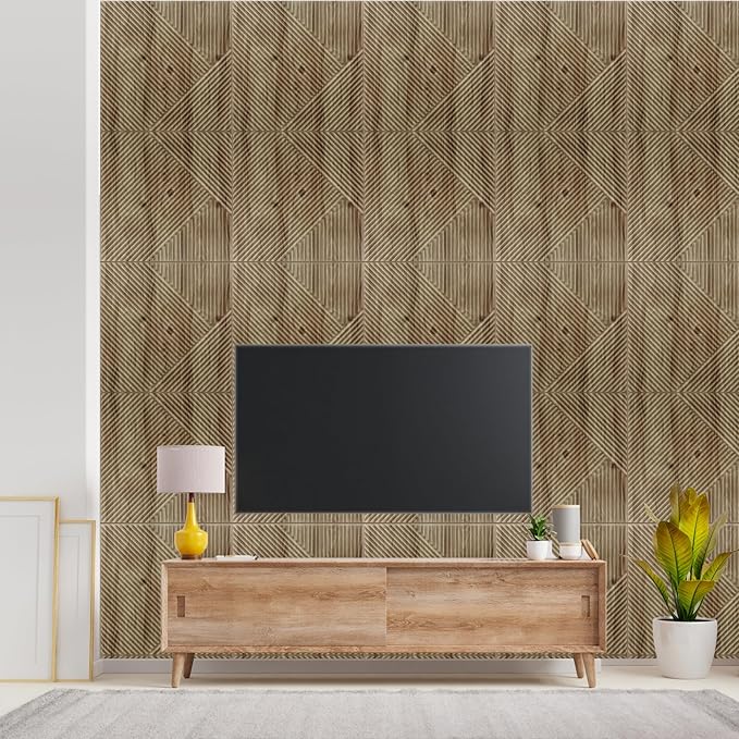 Planetarrium Decor 3D Self Adhesive Wall Panel Beach Wood TP 106 Design Pack of 18 Covers 48.51 Sq. Ft.